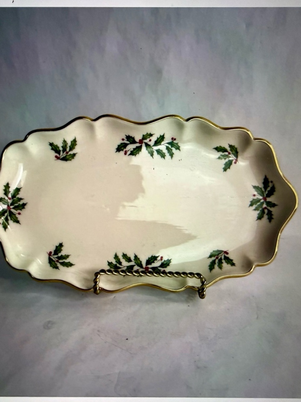 Lenox Holiday Ceramic Platter with Gold Accent